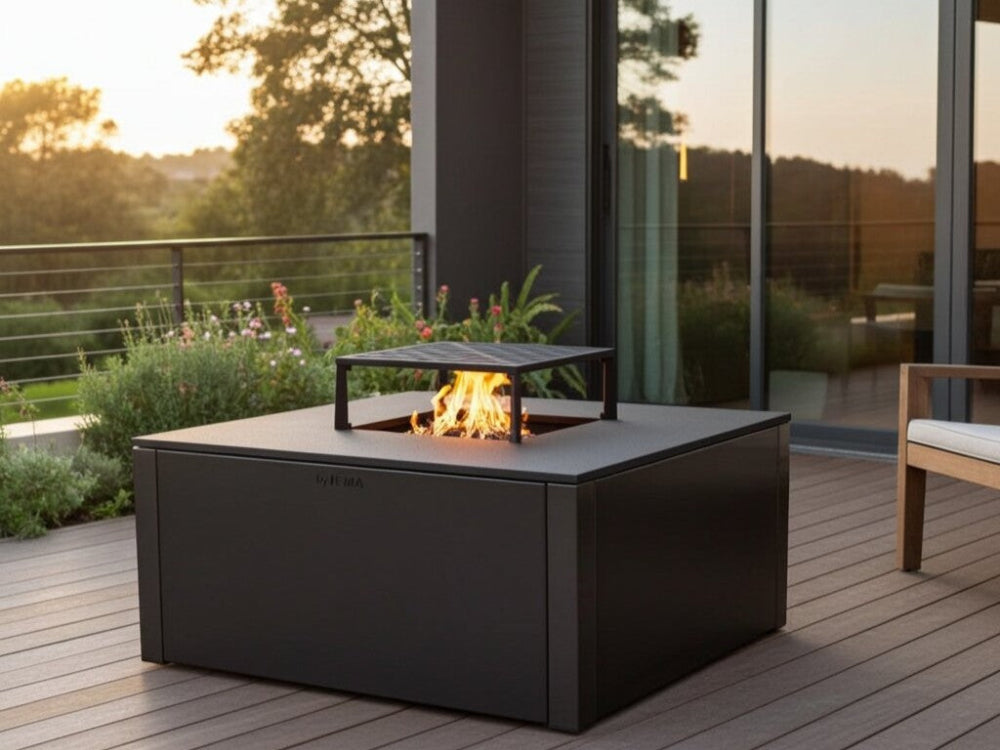 Lägereldgrill svartlackerad CUBY 80 × 80 × 40 cm