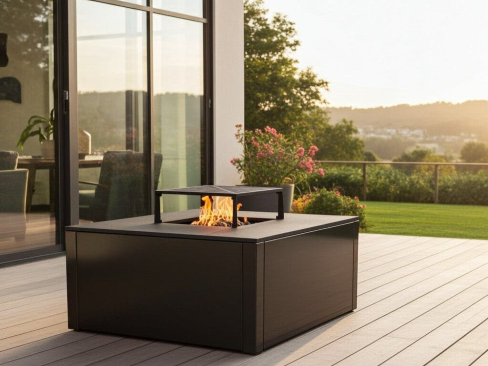 Lägereldgrill svartlackerad CUBY 80 × 80 × 40 cm