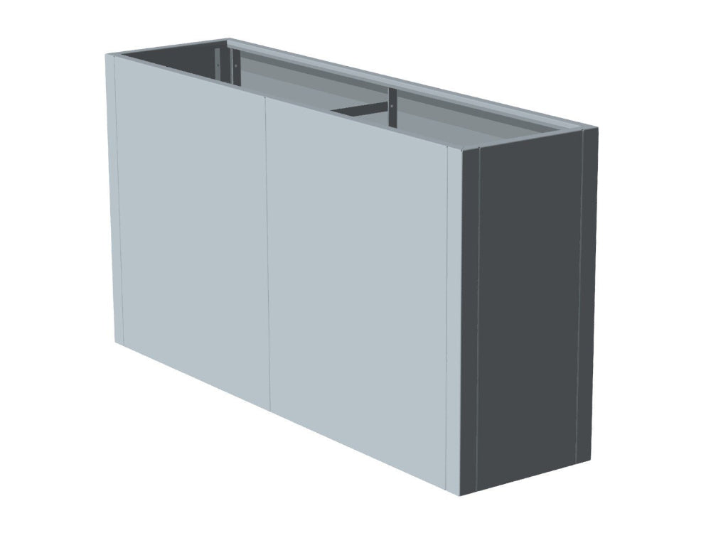 CUBY rektangulär blomlåda i galvaniserat stål visad som fristående produkt