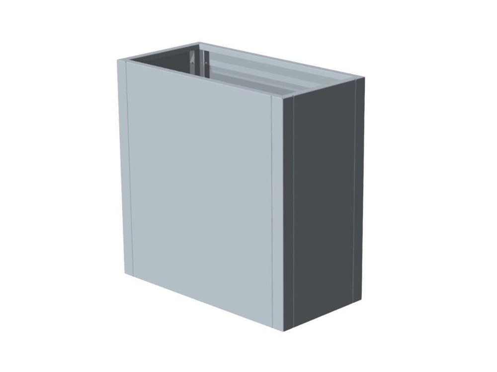 CUBY hög rektangulär blomlåda i galvaniserat stål visad som fristående produkt