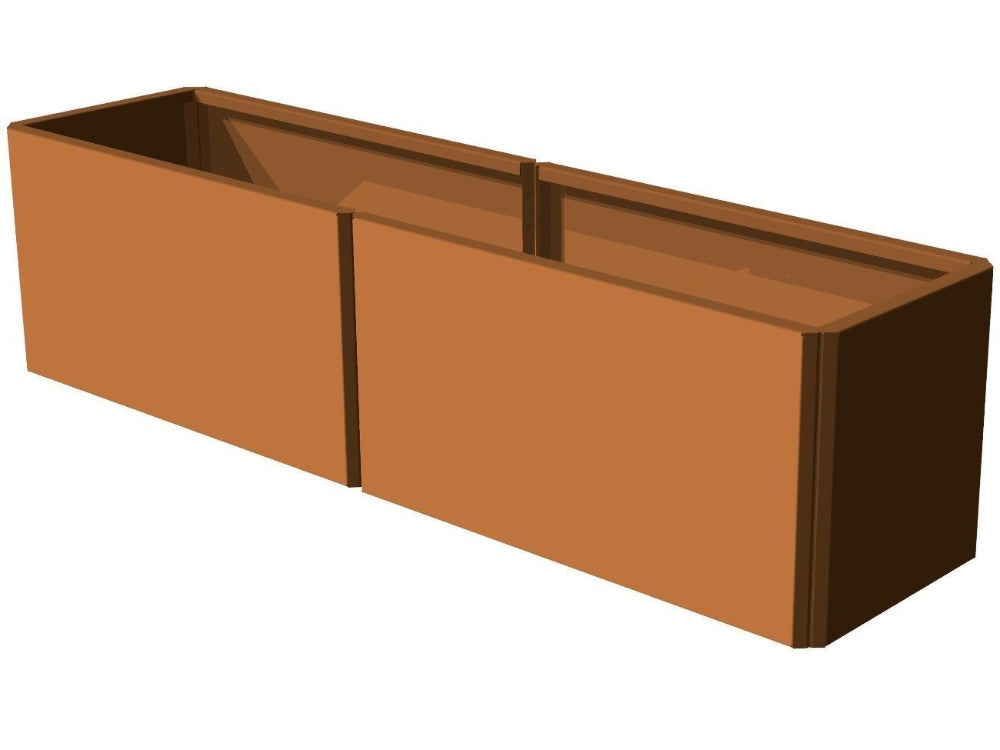 EDGY rektangulär blomlåda i cortenstål visad som fristående produkt