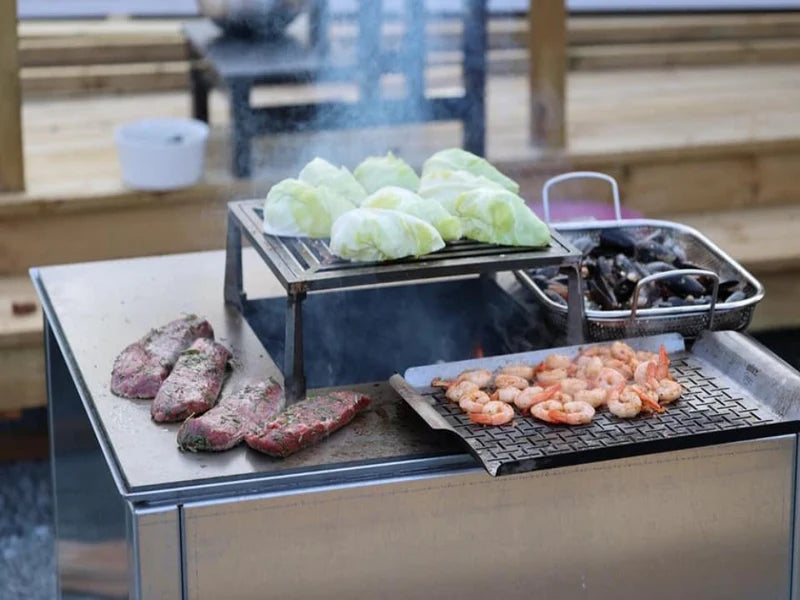 Lägereldsgrill i galvaniserat stål CUBY – 60 × 60 × 80 cm