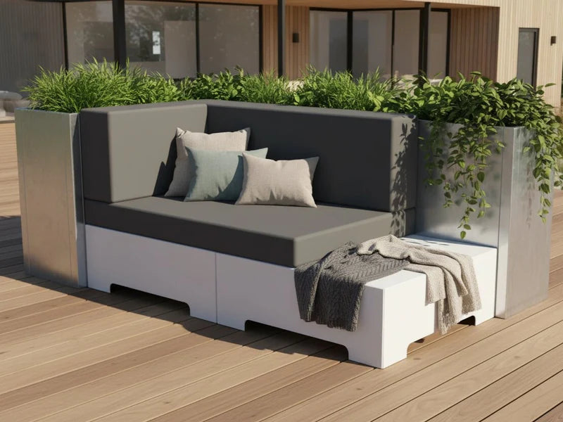 Utomhus lounge soffa i galvaniserat stål