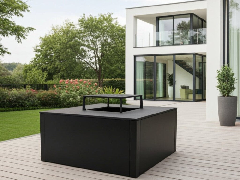 Lägereldgrill svartlackerad CUBY 80 × 80 × 40 cm