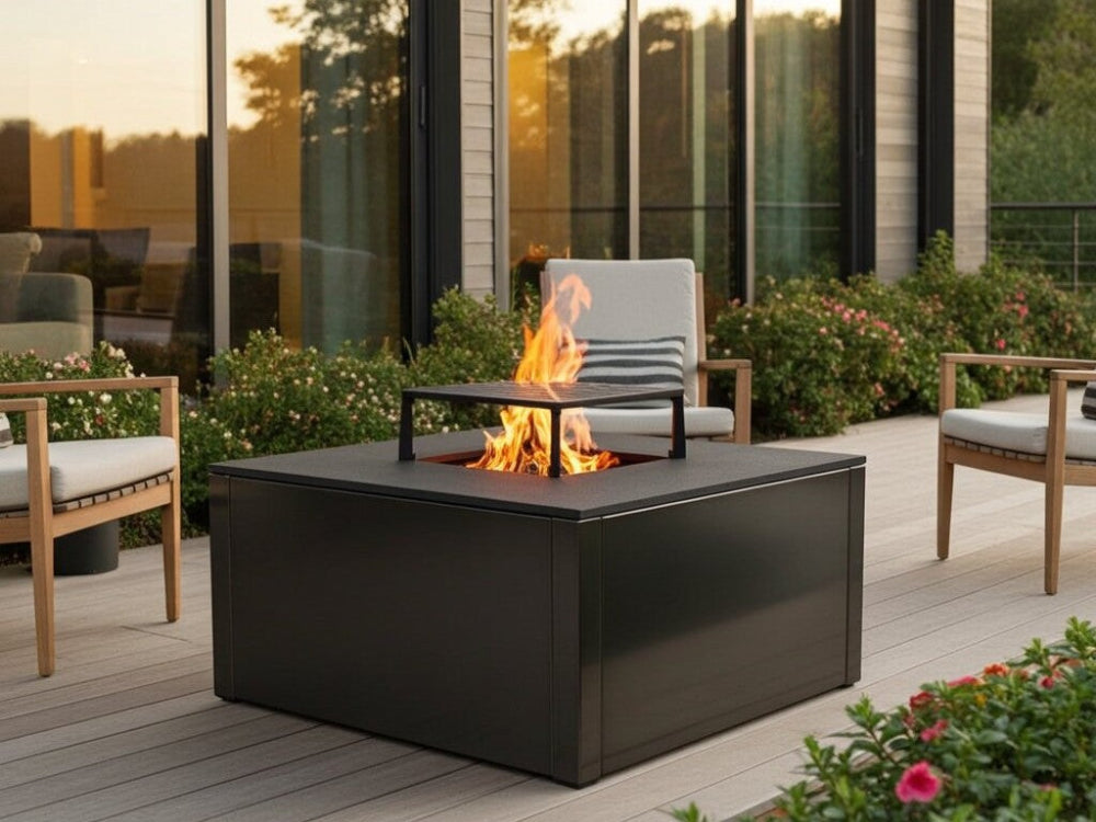 Lägereldgrill svartlackerad CUBY 80 × 80 × 40 cm