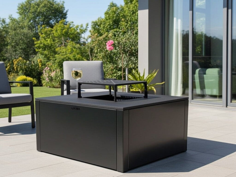 Lägereldgrill svartlackerad CUBY 80 × 80 × 40 cm