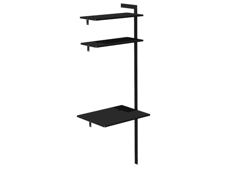 Forlængermodul AXIS 71 x H205 cm – Sortlakeret bordplade plus 2 hylder