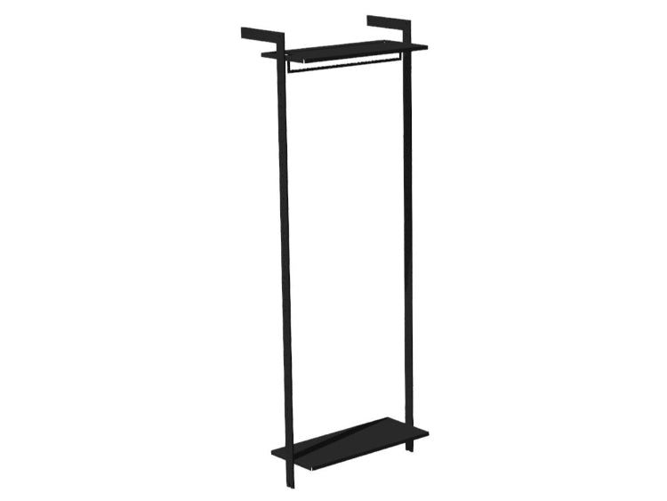 Garderobesystem AXIS 72 x H205 cm – Sortlakeret 1 hylde med hæng plus 1 hylde