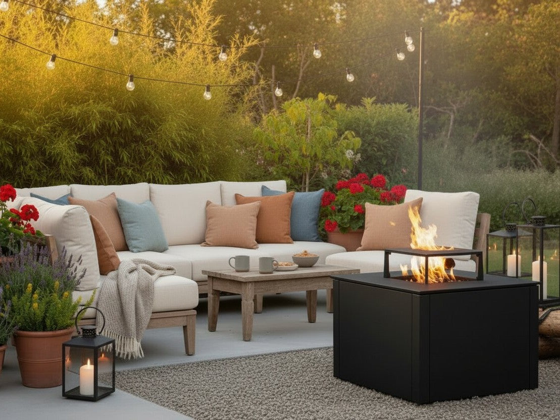 Lägereldsgrill i svartlackerat stål CUBY – 60 × 60 × 40 cm