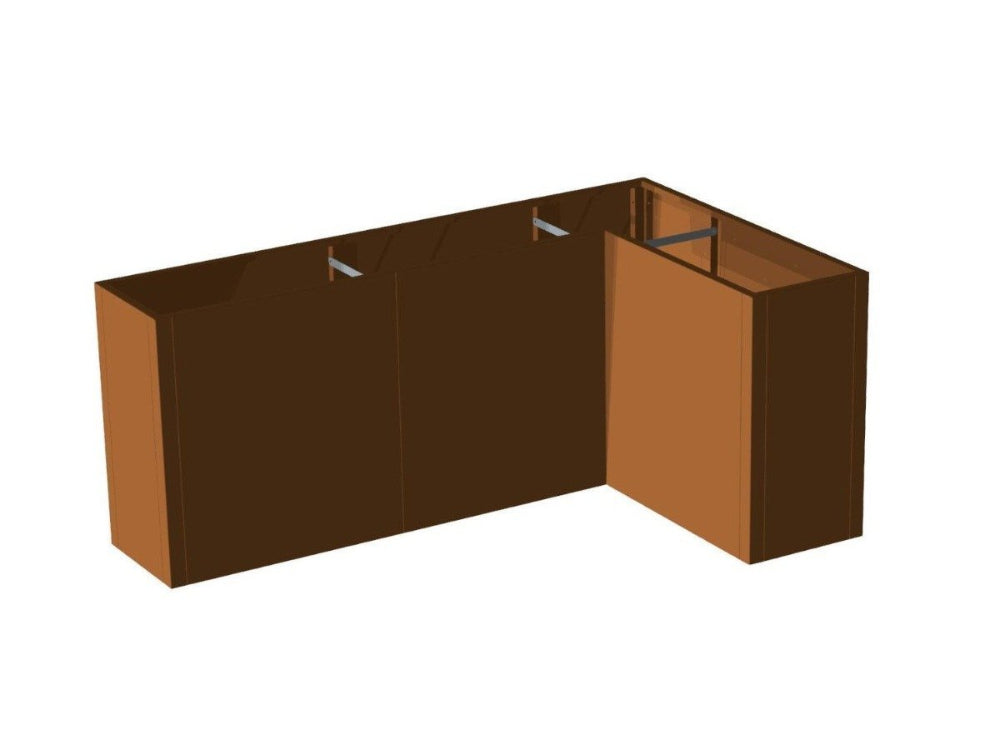 Minimalistisk blomlåda i vinkel av cortenstål från CUBY