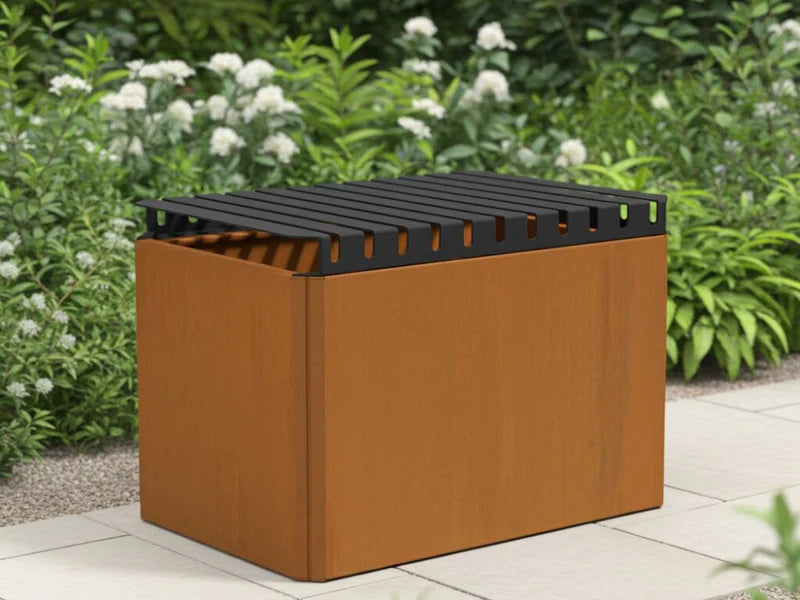 EDGY toppbänk 80 cm i cortenstål som lock