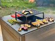 Lägereldsgrill i cortenstål CUBY – 60 × 60 × 40 cm