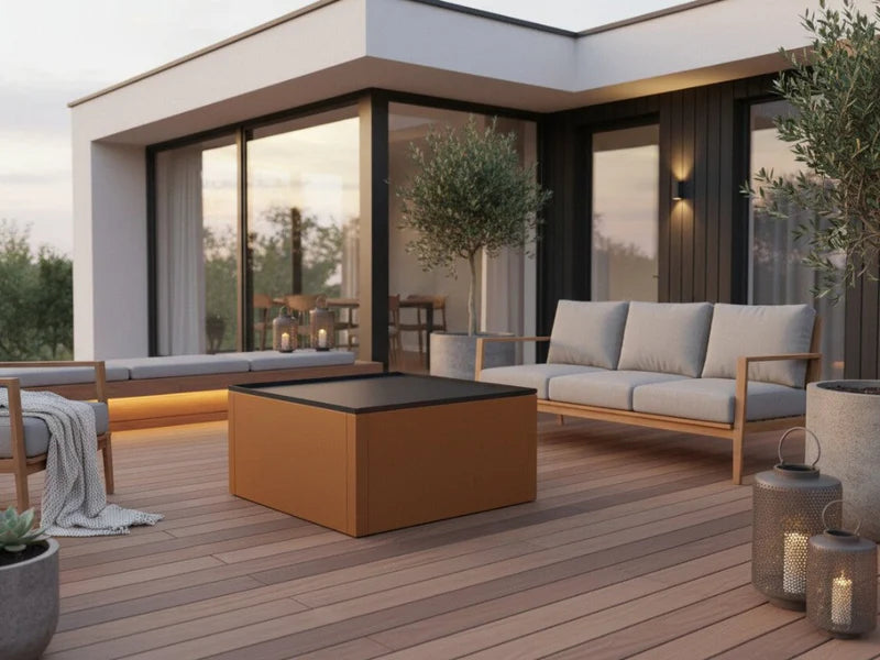 Loungebord i cortenstål för trädgård