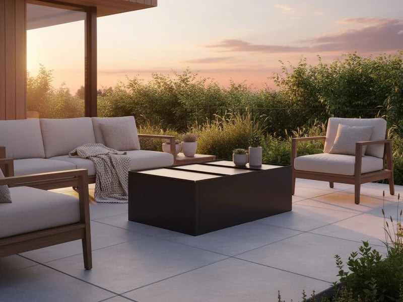 Loungebord i stål för modern terrass